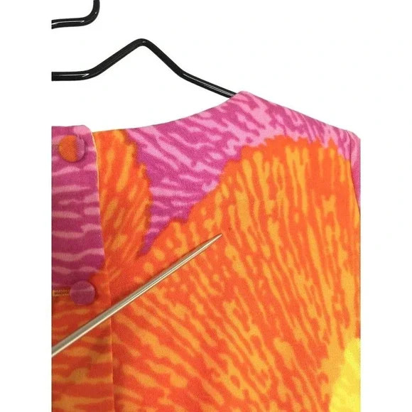 Vintage Joy Stevens Top Blouse 1960s Groovy Gogo Mod Flower Power Button Back - Picture 11 of 15